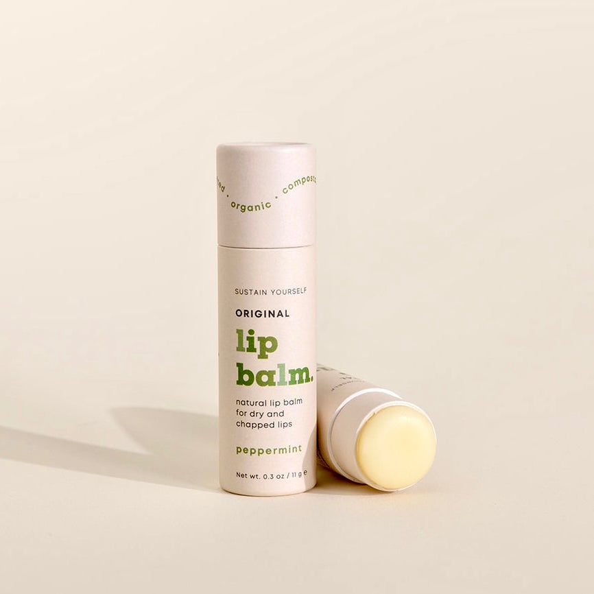 Eco-friendly Organic Peppermint Lip Balm Tube 0.3 oz, Cardboard